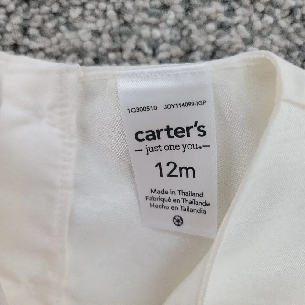 Carter's Baby Girls Off White Dress with Pokeadots 12 Months New with Tag!